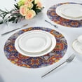 thumbnail image 6 of GZHJMY Mexican Ceramic Tile Pattern Round Placemats for Dining Table Washable Placemats Non-Slip Heat Resistant Kitchen Table Mats Set of 4, 6 of 7