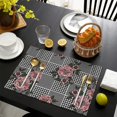 thumbnail image 3 of Pioneer Flower Floral Print Pattern Summer Placemats Table Placemats Set Of 6-Linen Kitchen Washable Placemats Table Mats 12x18 Inch Non-Slip Heat Resistant, 3 of 5