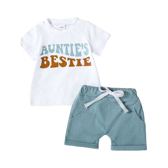 QHFBli Baby Boy Clothes Summer Short Sleeve T-Shirt Tops Solid Color Shorts 3 6 9 12 18 24 Months Boy Casual Outfits 12-18 Months