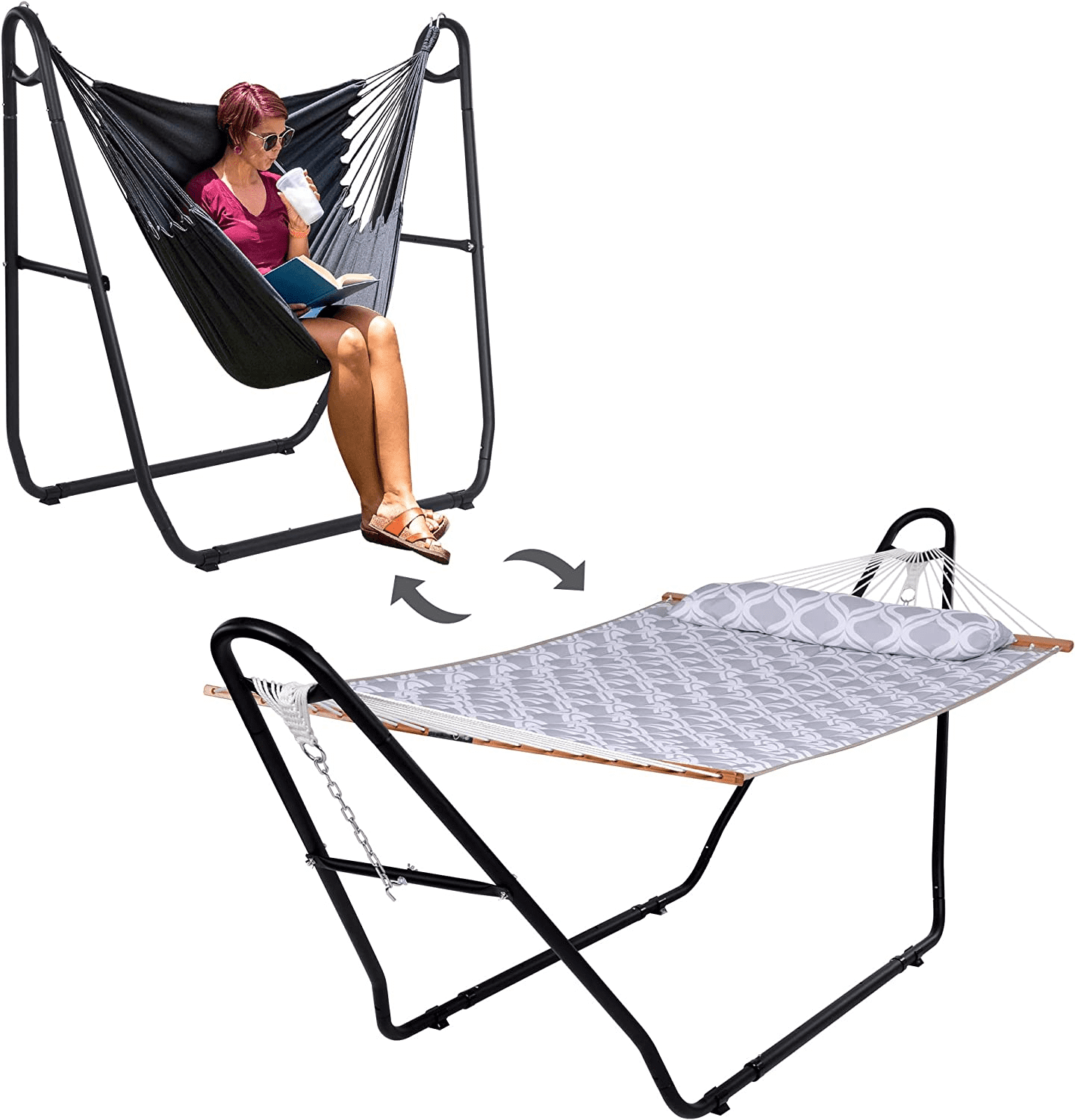 SUNCREAT 2in1 Hammock Chair with Stand, 475 lbs Capacity, Heavy Duty