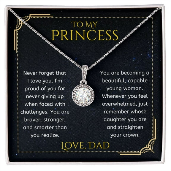 To My Princess Daughter Gift Straighten Your Crown From Dad Eternal Hope Necklace