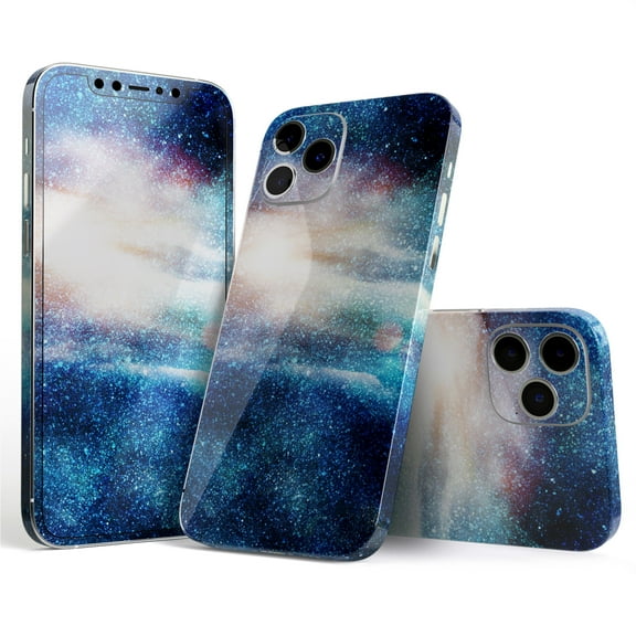 DesignSkinz Blue & Gold Glowing Star-Wave Full-Body Skin Decal Wrap Cover for iPhone 16