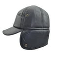 thumbnail image 2 of Boinas de cuero Cubierta de oreja de cuero para hombre Casquillo de cuero de invierno de mediana edad Gorra delantera de cuero ajustable ajustable (Negro), 2 of 5