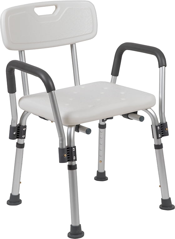 300 Lb. Capacity Adjustable White Bath & Shower Chair with Depth