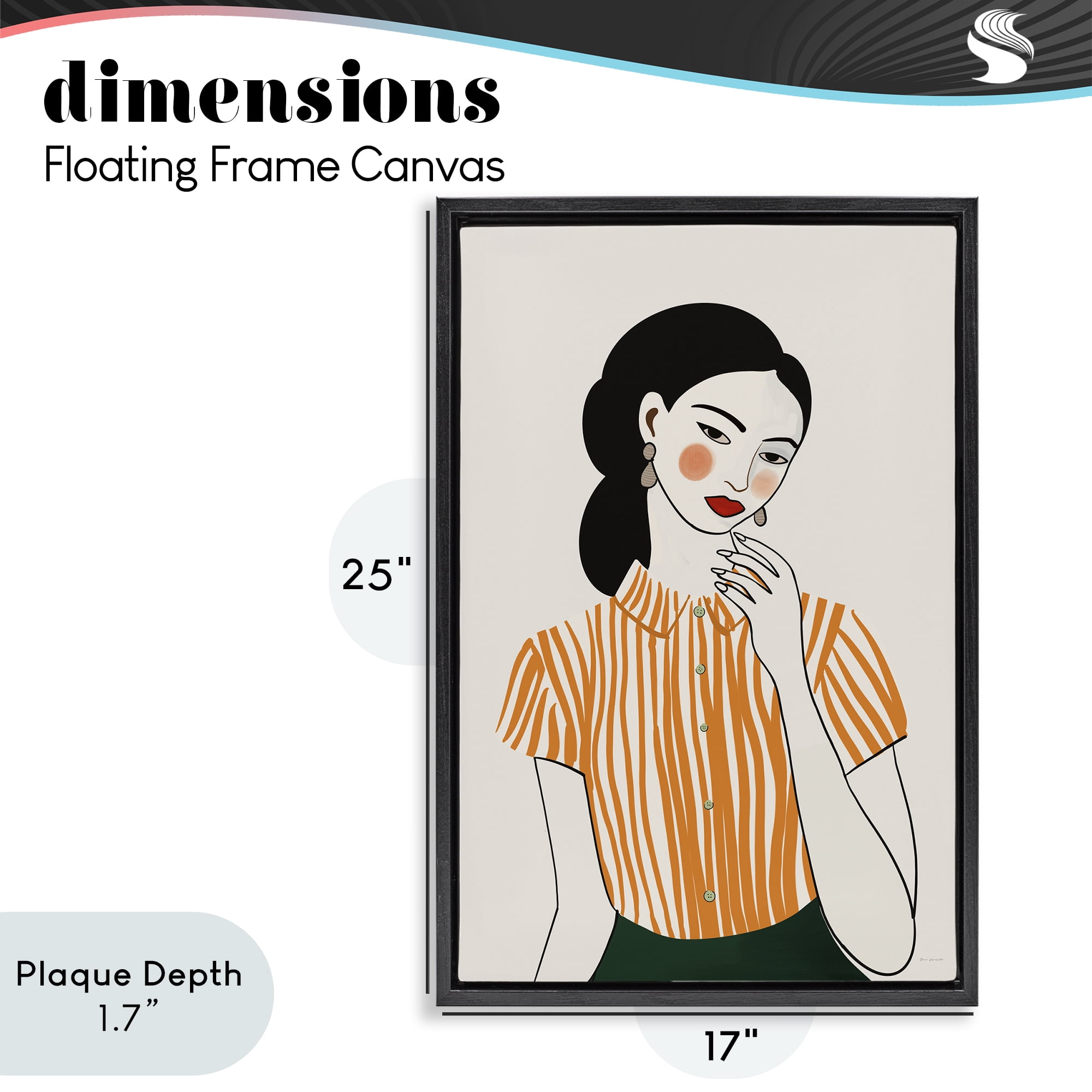 Stupell Industries Woman in Orange Blouse Black Framed Floater Canvas Wall Art, design by Omar Escalante