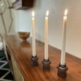 thumbnail image 4 of Mainstays Decorative Smoke Glass Ribbed Taper Tealight Candleholder, Set of 3, 3", 4 of 11