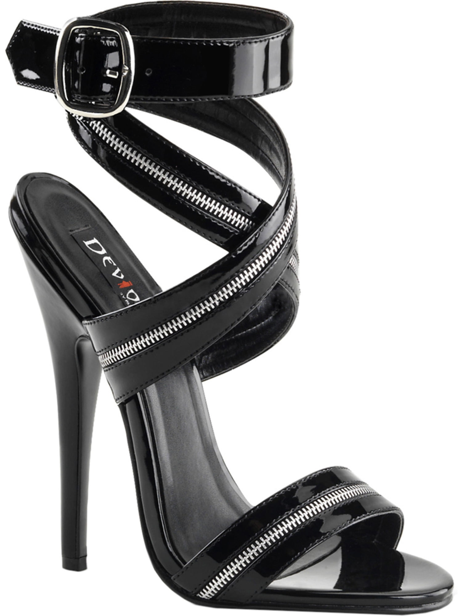 SummitFashions womens zipper sandals black ankle wrap