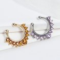 thumbnail image 3 of Koszal Femmes Mode Punk Strass Incrusté U en Forme de Faux Septum Cliquet Anneaux de Nez, 3 of 7
