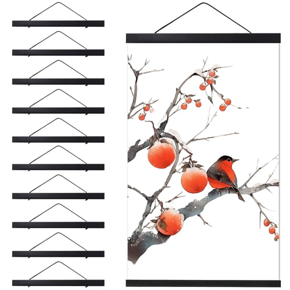 10 PCS Adsorptive Poster Frames, Quick Assembly Wood Grain Picture Frame Hanger for Wall Art, Home Office Decor