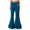 Blue, variant on Women's High Waist Double Tier Ruffle Hem Flare Pants, Soft Bell Bottom Trousers with Pockets, Stretchy Casual Wide Leg Lounge Pants for Daily Wear Red S