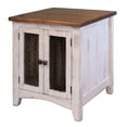 thumbnail image 2 of Ata 26 Inch End Table with 2 Mesh Doors Solid Pine Wood White and Brown - Saltoro Sherpi, 2 of 5