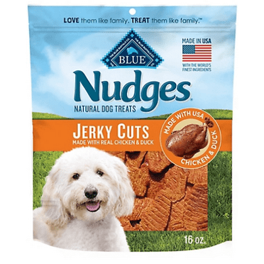 BLUE Nudges 804289 Chicken and Duck Flavor Jerky Cuts Natural Dog Treats, 16 oz.