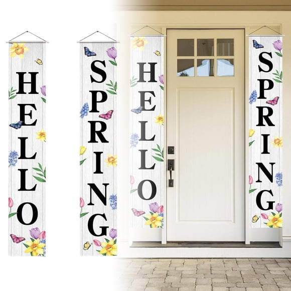 MKHSQHDG Today's Deals Hello Banner 2 Pack Door Sign Hanging Banners Welcome Leaves Happy Porch Sign Seasonal Party for Indoor Outdoor Garden Yard Porch