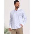 thumbnail image 4 of DARING DIVA Men's Striped Button Down Long Sleeve Stretch Shirts M Light Blue, 4 of 7