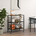 thumbnail image 4 of Costway 1 PC 3-Tier Folding Shelf Free DIY Design Shelving Unit with 4 Universal Wheels Kitchen Black, 4 of 10