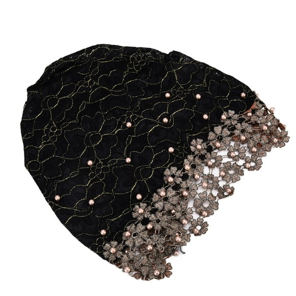 Qukaim Turban à perles pour femme, foulard de tête musulmane, chapeau noir vif pour décoration de cadeau, multicolore, 60_x_180_cm