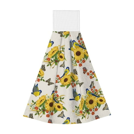 

Kdxio Bird Sunflowers Hand Towel with Loop Hanging Towel Absorbent Tie Towels for Kitchen Tea Bar Bathroom Decor