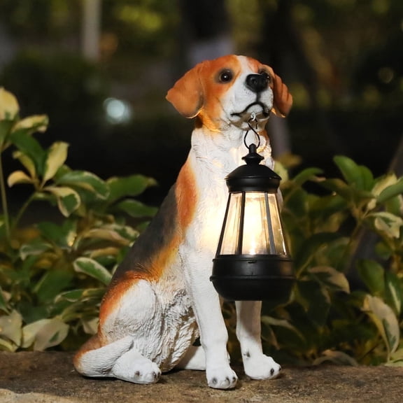 Solar LED Dog Statue - Cute Outdoor Puppy Decor with Light,Garden Statue,Decoration for Garden, Patio, Yard & Romantic Gift for Dog Lovers