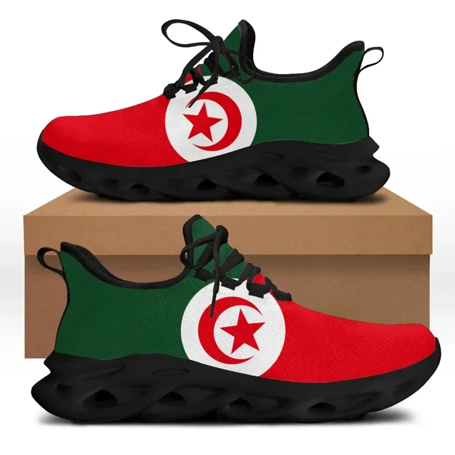 Zapatos planos informales con diseño de la bandera de Argelia para mujer, zapatillas de deporte a la moda con cordones, zapatos para caminar, calzado de playa para mujer