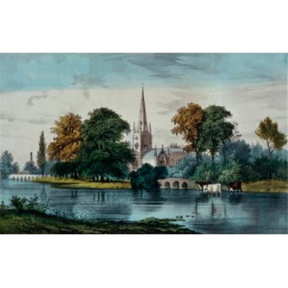 Posterazzi SAL9001296 Stratford sur Avon Currier & Ives 1834-1907 Bibliothèque Américaine du Congrès Washington Dc Impression USA - 18 x 24 Po.
