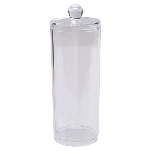 Dispensador Redondo de Almohadillas AlgodóN para Contenedores Maquillaje con Tapa AcríLico Transparente