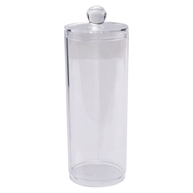 Dispensador Redondo de Almohadillas AlgodóN para Contenedores Maquillaje con Tapa AcríLico Transparente