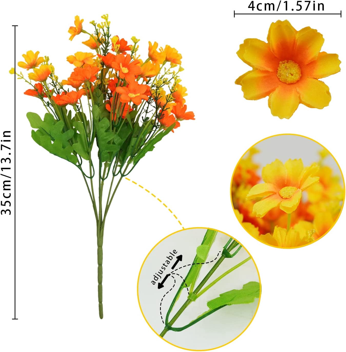 Artificial Flowers for Outdoors, 12 Bundles Fake Flowers Bulk UV Resistant Daisy Flowers Plastic Greenery Shrub Plant Window Box Flowers for Wedding Garden Home Porch Summer Decor White