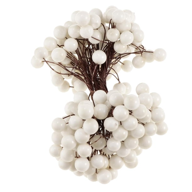 Mini 100 Unids 40 Cabezas Artificiales Bayas para Hogar Pub Bouquet de Árbol de Navidad Blanco