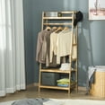 thumbnail image 2 of HOMCOM Garment Rack Bamboo Clothing Rack w/ Shelves Hooks Hanging Rail, 2 of 10
