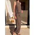 thumbnail image 4 of PRETTYGARDEN Womens 2 Piece Sets Summer Plaid Sleeveless Tops Wide Leg Pants Matching Lounge Set Beach Vacation Outfits, 4 of 10