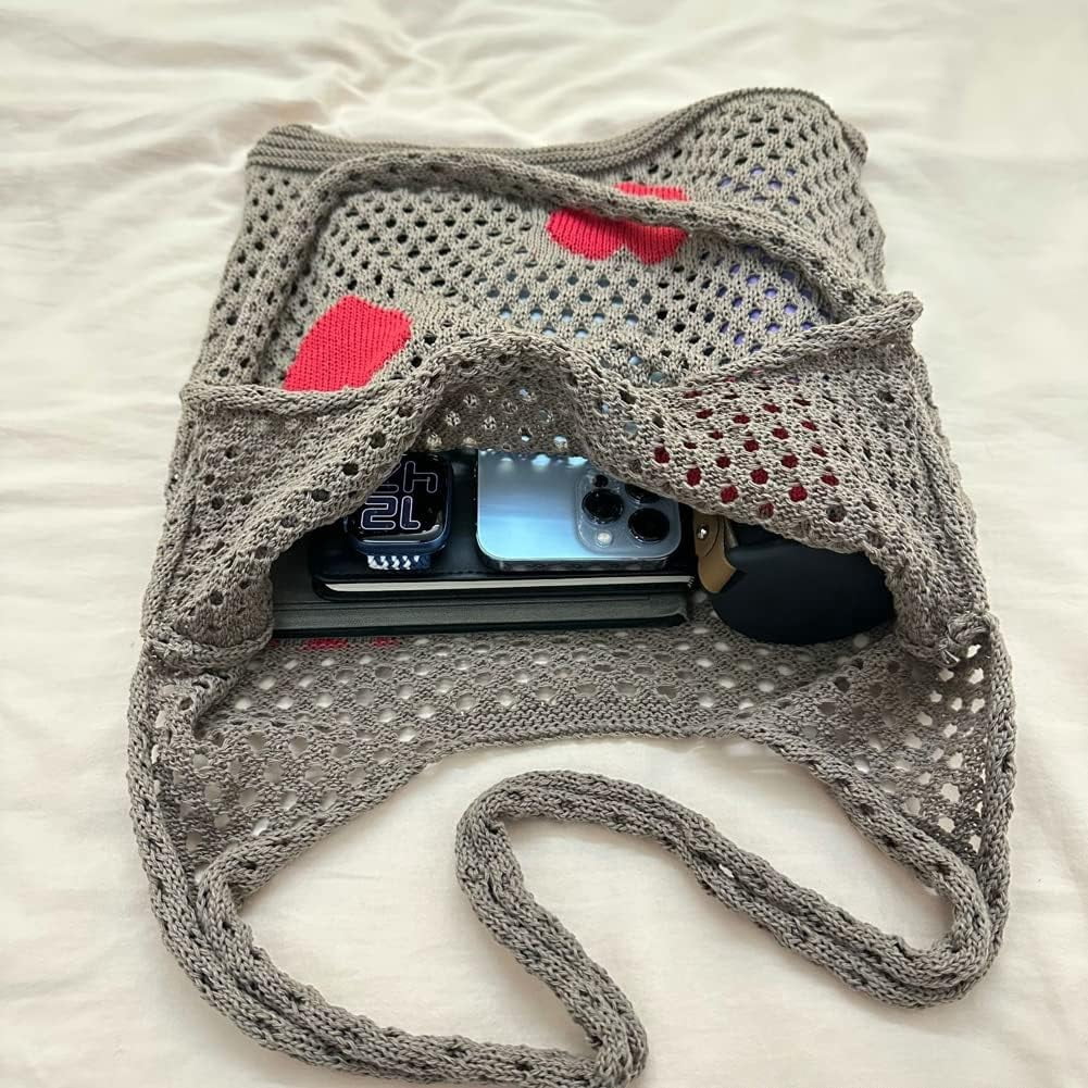 Kukuzhu Crochet Hobo Bag Women Large Hollow Beach Bag Stylish Shoulder Bag Tote for Work School Travel