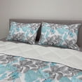 thumbnail image 2 of Grey Blue Comforter & Sham Bedding Set, Blooming Abstract Flowers with Pastel Toned Foliage Leaves Pattern Nature Growth, 3 pcs Duvet Set Microfiber Filling Quilt, 5 Sizes, Multicolor, by Ambesonne, 2 of 4