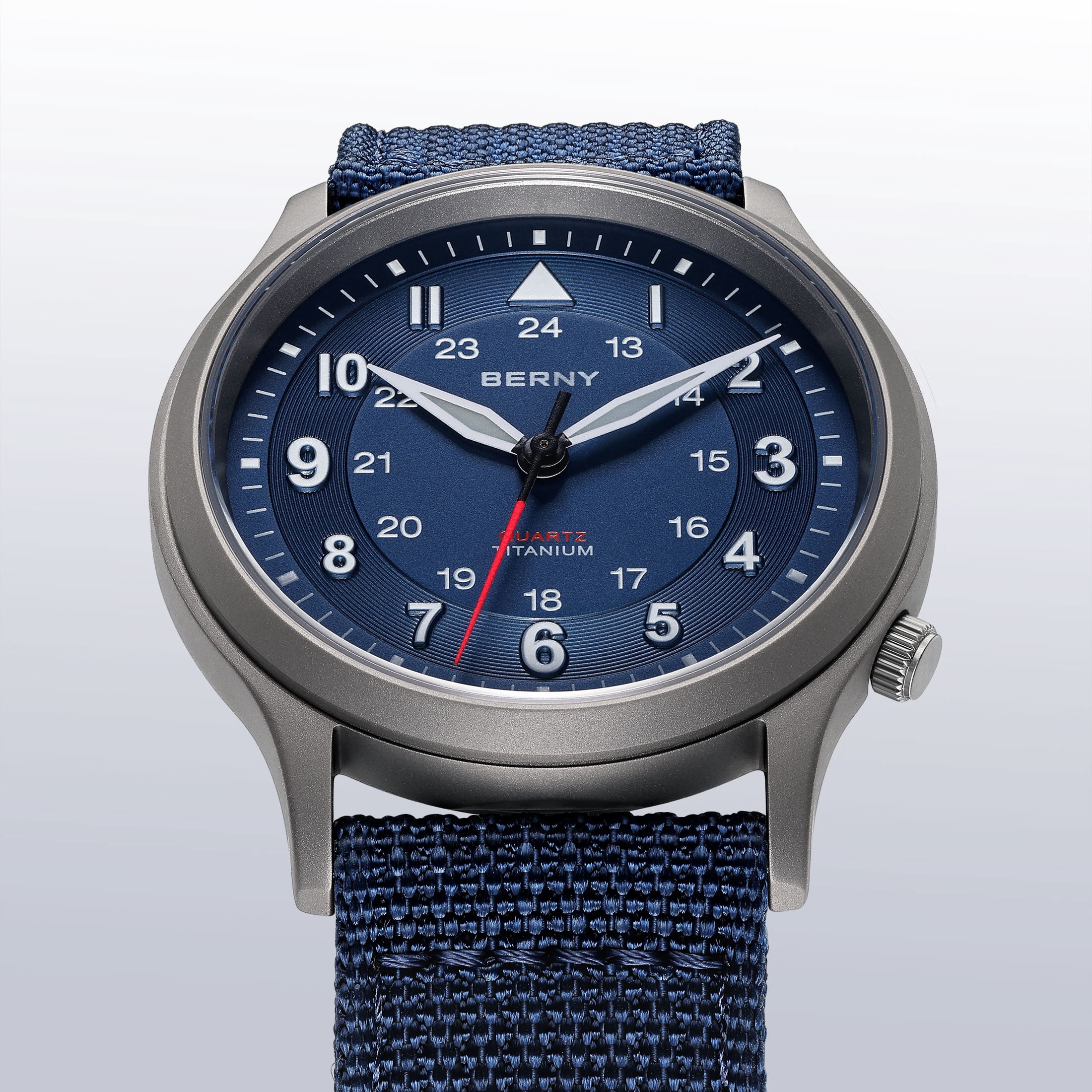 BERNY Titanium Watches for Men, Japanese Quartz Movement Men's Field Watch, 5ATM Waterproof Military Wristwatch for Men, Analog Sport Watches, Blue