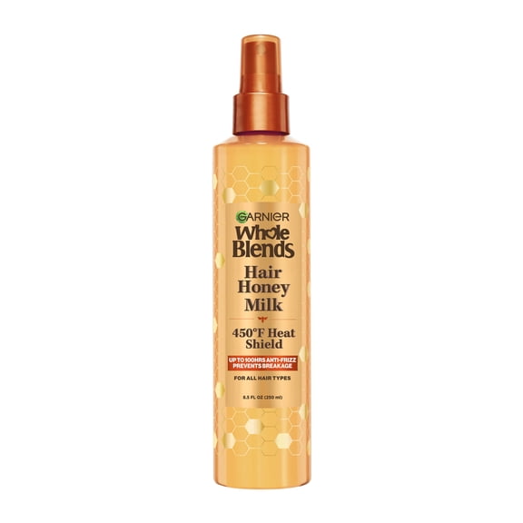Garnier Whole Blends Repairing Hair Spray, Honey Milk, 450°F Heat Shield, All Hair Types, 8.5 fl oz