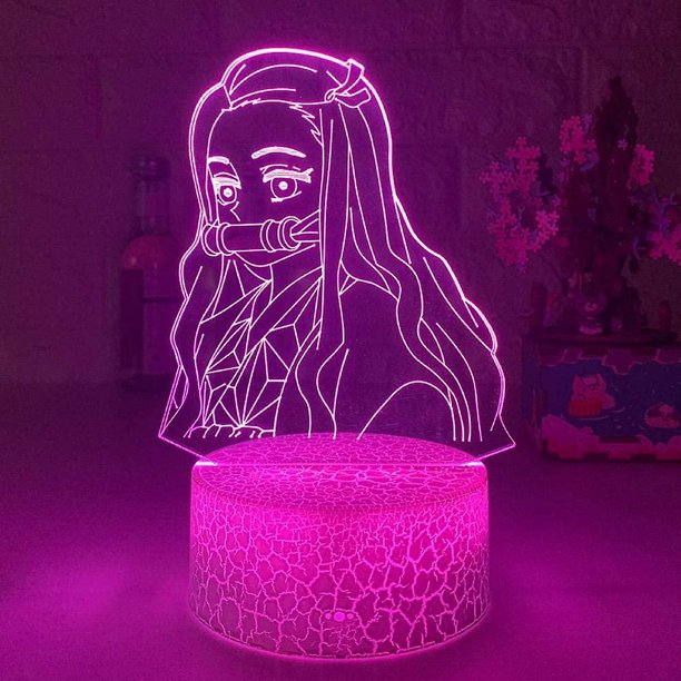 3d Nightlight Sleep Led Anime Lámpara para niños Nezuko Kamado Figura Luz para niños Mesa infantil Lámpara 3d Regalo sorpresa de vacaciones para amigos 7 Cambio de color Feliz Sencillez