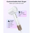 thumbnail image 2 of Hair Dryer - Negative Ionic Blow Dryer with 150000 RPM High Speed Brushless Motor for Fast Drying, Low Noise, HD Display Hair Dryer with Diffuser and Nozzle, 4 Temps & 3 Speeds, 2 of 7