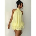 thumbnail image 4 of Women'S Halter Backless Bodycon Mini Dress Fashion Casual Summer Party Dress Yellow S, 4 of 10