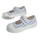 thumbnail image 1 of Zapatos de Lona 3,5 CM Suela Gruesa Punta Redonda Suave Cómoda Textura Inferior de Goma Correa en el Tobillo Zapatos de Verano para Mujer Azul 38, 1 of 8
