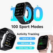 TOOBUR Smart Watch, Answer/Make Calls, 2.01HD Touchscreen IP68 Waterproof, Fitness Smartwatch for Women Men Compatible Android iPhone, Black