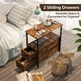 thumbnail image 6 of Table with Charging Station, Narrow Side Table with 2 Wooden Drawers, USB Ports and Power Outlets, Nightstand Sofa Table for Small Spaces, Living Room, Bedroom,Rustic Brown, 6 of 16