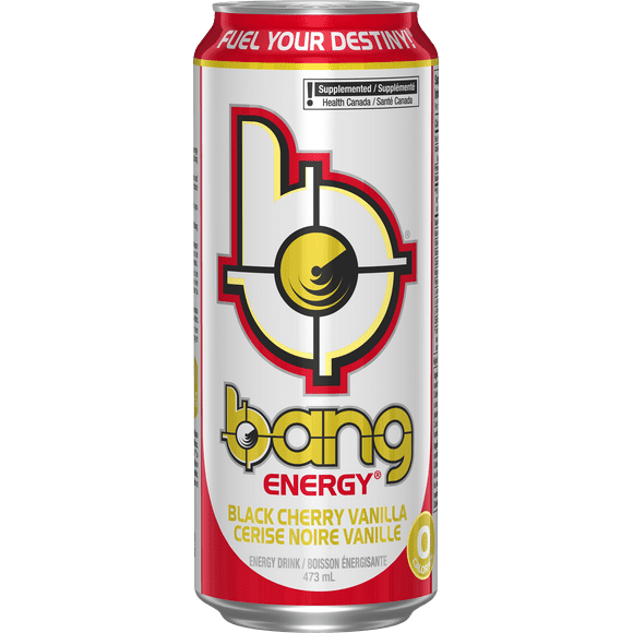 BANG ENERGY DRINK BLACK CHERRY VANILLA, With 0 calories and 0 sugar, we never sacrifice the result you expect for the great taste you deserve. When life puts you to the test, don't settle for second best. Grab a Bang Energy and Fuel Your Destiny.