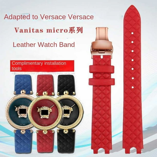Correa de reloj de piel de vaca de 16 mm para Versace Vanitas microsuave comoda con interfaz en forma de U para mujer accesorios Walmart en linea