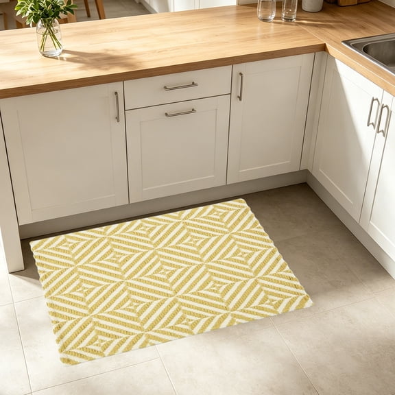 WWC Woven Kitchen Mat, Non-slip Herringbone Geometric Floor Mat, Modern Home Decor Reversible Chevron Striped Doormat for Entryway Porch and Kitchen