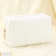 thumbnail image 4 of Bolsa de maquillaje de pana de gran capacidad - Organizador cosmético de viaje de nylon blanco, diseño de apertura amplia para portátil, estuche de almacenamiento ligero para mujeres, 4 of 6