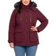 thumbnail image 2 of Wantdo Women's Plus Size Coat Insulated Puffer Jacket Warm Thicken Quilted Winter Parka Jacket Wine Red 3XL, 2 of 9