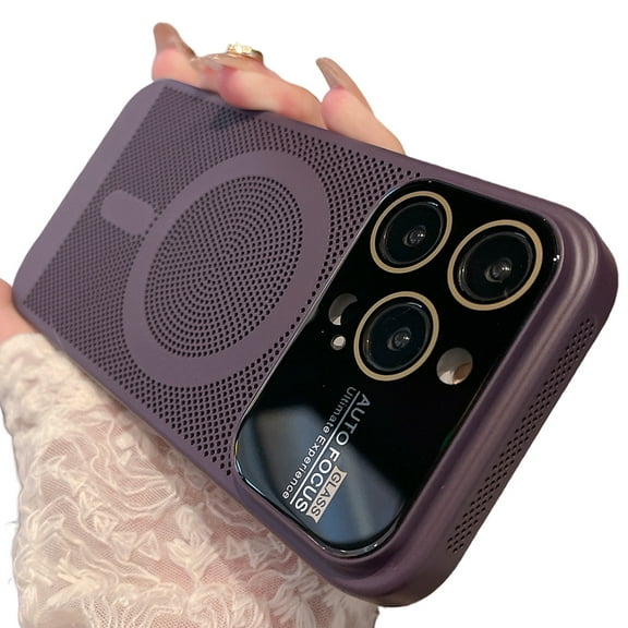 Cover for iPhone 14 Pro Max, Compatible with MagSafe Case,Hybrid Shockproof Heat Dissipation Breathable Case with Camera Lens Full Cover Protector Cover, darkpurple