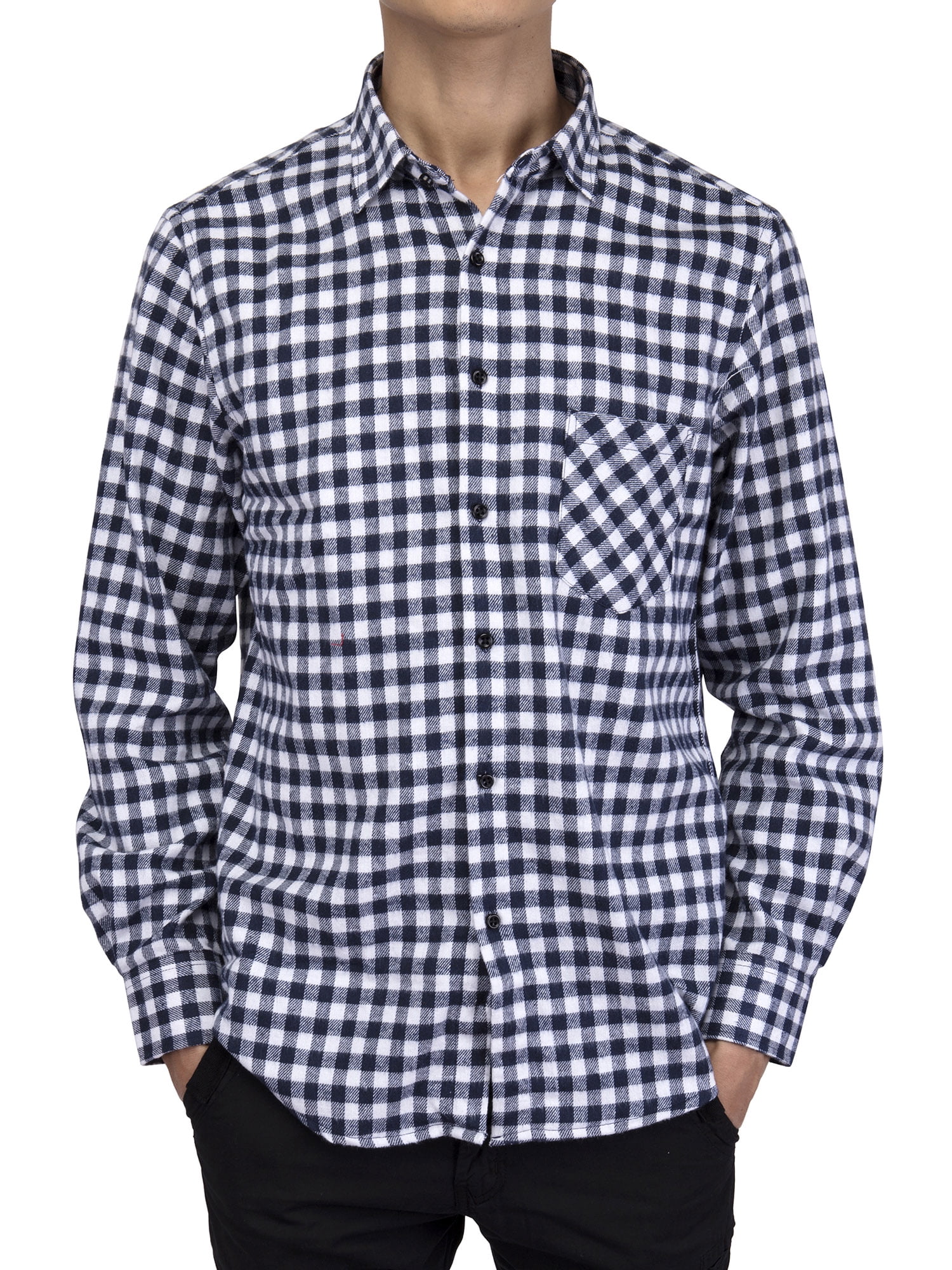 Togethor Mens Button Down Shirts Long Sleeve Standard Regular-fit Casual Big and Tall Western Plaid Sun Protection Tops
