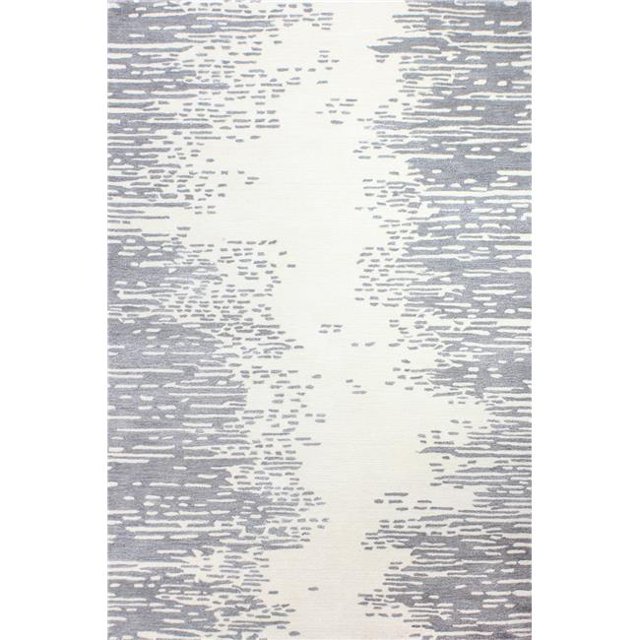 Bashian R129-IVGY-6X9-HG359 Greenwich Collection Abstract Contemporary Wool & Viscose Hand Tufted Area Rug, Ivory & Grey - 5 ft. 6 in. x 8 ft. 6 in.