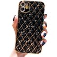 thumbnail image 1 of Compatible with IPhone 11 Case Glitter Luxury Plating, Unique Full Camera Lens Protection, Shockproof Edge Bumper Slim Soft TPU IPhone 11 Case [6.1 Inch] -White-11-Plating Black, 1 of 3