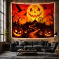 thumbnail image 6 of Vivid Glowing Jack with Lantern Face Triangular Eyes, Spooky Gothic for Gothic Decor Fans, Dark Art Decor, Halloween Gift, Tapestry Wall Hanging for Bedroom and Dorm, 6 of 7